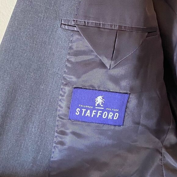 Stafford Classic Wool Gray Blazer Size 44L - Picture 9 of 9